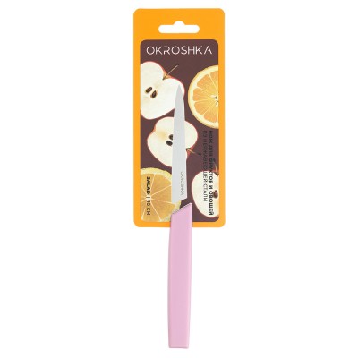 Нож для фруктов и овощей OKROSHKA САЛАТ, лезвие 10 см, розовая ручка