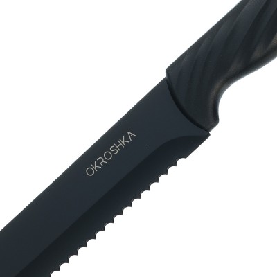 Нож хлебный OKROSHKA КРУТОН,черное лезвие,19,9 см Нож хлебный OKROSHKA КРУТОН,черное лезвие,19,9 см