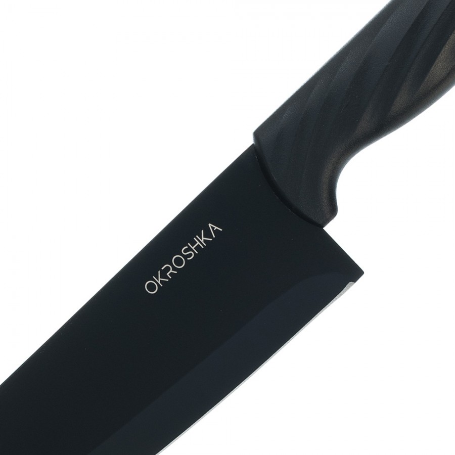 Нож поварской OKROSHKA КРУТОН, черное лезвие,19,3 см Нож поварской OKROSHKA КРУТОН, черное лезвие,19,3 см