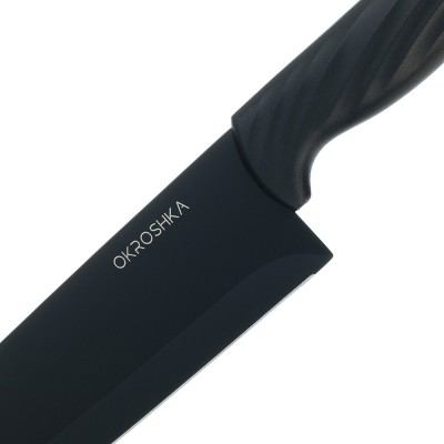 Нож сантоку OKROSHKA КРУТОН, черное лезвие, 18,7 см Нож сантоку OKROSHKA КРУТОН, черное лезвие, 18,7 см